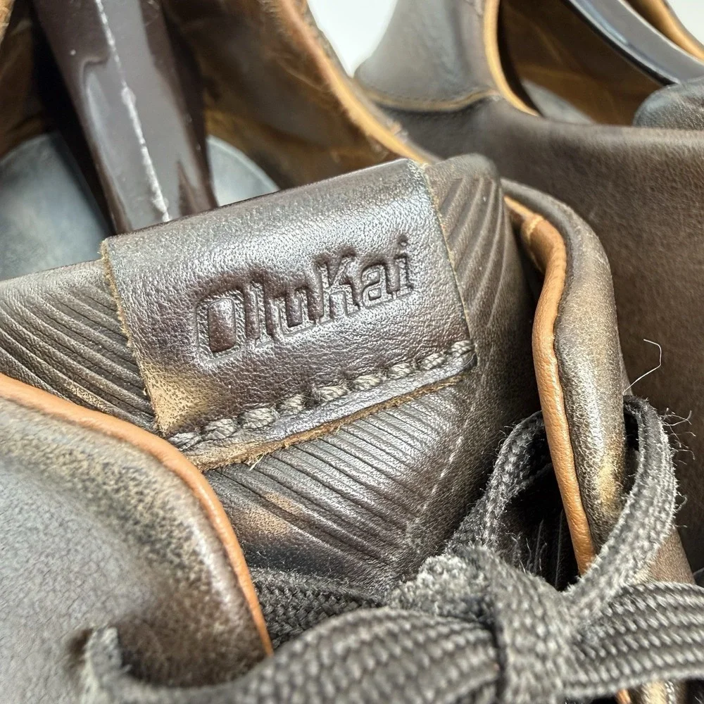 OluKai Lae'Ahi Li 'Ili Mens Size 11 Brown Casual Leather Sneakers 10455-6363